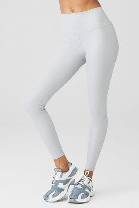 Alosoft Ribbed High-Waist Shimmer Legging in Light Grey Iridescent, Size: 2XS |
