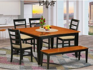 Dining Room Set - a Dining Table and Kitchen Chairs Plus a Bench - Black Finish