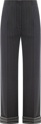 Pinstriped Straight Leg Trousers-AA