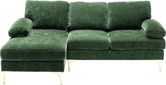 RASOO 81.5'' Chenille Fabric Sectional Sofa with Metal Legs