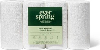 100% Recycled Paper Towels - 8 Rolls - Everspring™