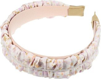 Unique Bargains Women's Floral Ruched Non-slip Faux Pearl Headbands Pink 1 Pc