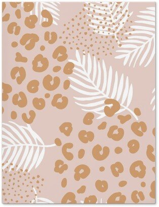 Journals: Palm Leaves And Animal Panther Spots - Beige Journal, Pink