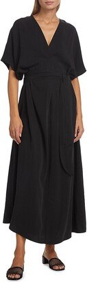 Belted Short-Sleeve Maxi Dress