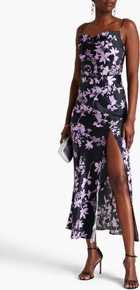 Simone belted floral-print silk-satin maxi dress