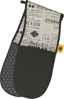 Kitchen Pantry Whip Up A Storm Double Oven Gloves Black/White