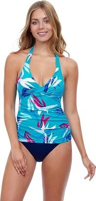 Paradise Halter Tankini Underwire Rem Cups (Multi Turquoise) Women's Swimwear