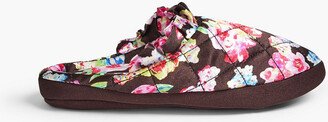 Quilted printed satin slippers