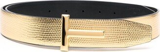 Logo-Buckle Leather Belt-BB