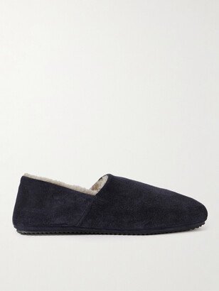 Babouche Shearling-Lined Suede Slippers-AA