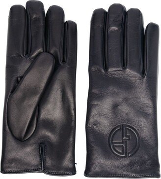 Logo-Debossed Leather Gloves-AE