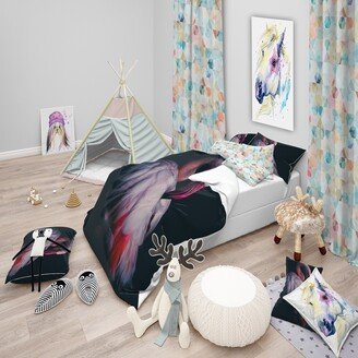 Designart 'Pink Flamingo' Contemporary Bedding Set - Duvet Cover & Shams