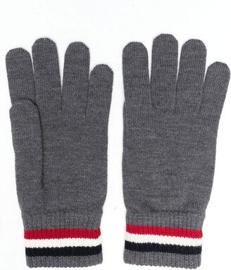 Stripe-Cuff Knitted Gloves