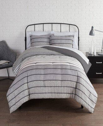 Simply Clean Conrad Variegated Stripe Microbial-Resistant 7-Piece Complete Bedding Set, Full