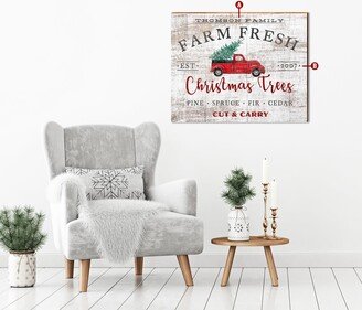 Customizable Farm Fresh Christmas Trees with Truck Sign | Wall Art Print On Real Wood