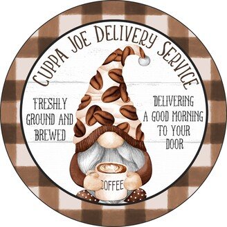 Cuppa Joe Coffee Gnome Sign - Round Craft Supplies Wreath Center