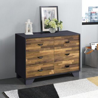 CDecor Minka Walnut and Black 6-drawer Double Dresser