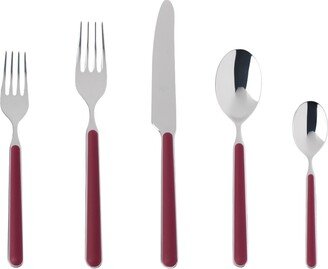 Silver & Burgundy Fantasia Cutlery Set, 5 pcs