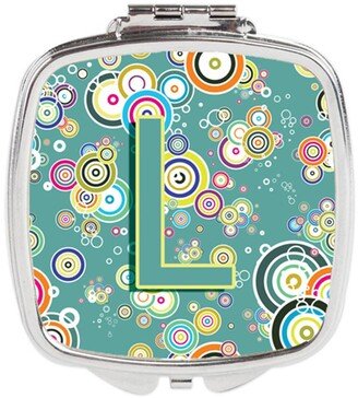 CJ2015-LSCM Letter L Circle Circle Teal Initial Alphabet Compact Mirror