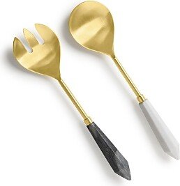 Gauri Kohli Araliya Marble and Gold Tone Salad Servers Set of 2