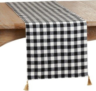 Saro Lifestyle Buffalo Plaid Runner, Black/White, 16 x 72