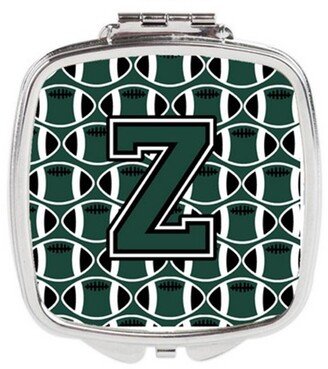 CJ1071-ZSCM Letter Z Football Green & White Compact Mirror