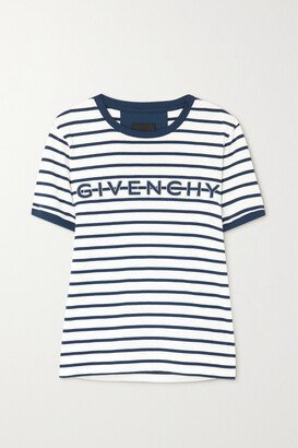 Striped Cotton-jersey T-shirt - White