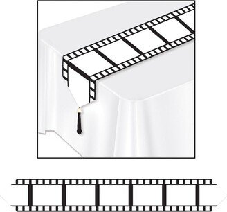 The Costume Center 11 x 6' White and Black Filmstrip Rectangular Table Runner