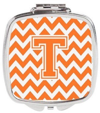 CJ1046-TSCM Letter T Chevron Orange & White Compact Mirror