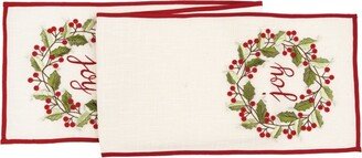 Joy Wreath Embroidered Table Runner