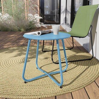 JEREMY Patio Steel Patio Side Table, Weather Resistant Outdoor Round End Table