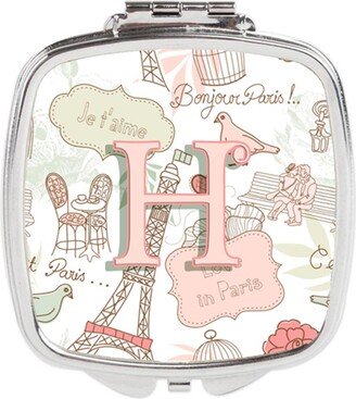 CJ2002-HSCM Letter H Love in Paris Pink Compact Mirror