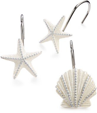 Sequin Shells Beachy 12-Pc. Shower Curtain Hooks