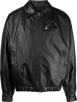 Logo-Plaque Faux-Leather Jacket