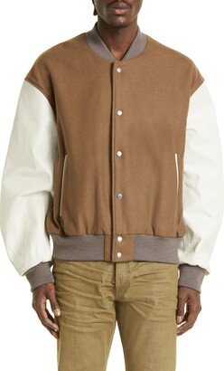 Wool Blend & Leather Varsity Jacket