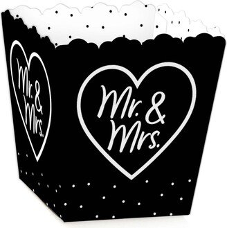 Big Dot of Happiness Mr. and Mrs. - Party Mini Favor Boxes and White Wedding or Bridal Shower Treat Candy Boxes - Set of 12