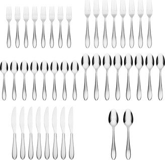 Delia Mirror 42 Piece Stainless Steel Flatware Set, Service for 8