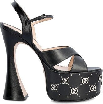 GG Stud Detailed Open Toe Platform Sandals