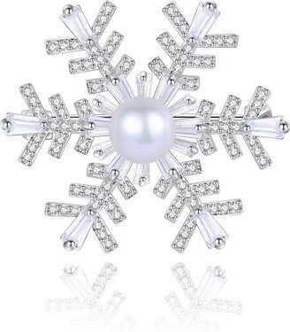 Classicharms Pavé and Pearl Snowflake Brooch