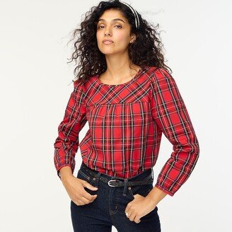 Women's Petite Tartan Cotton Poplin Top