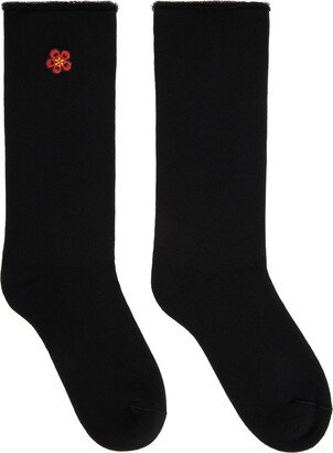 Black Paris Boke Flower Socks