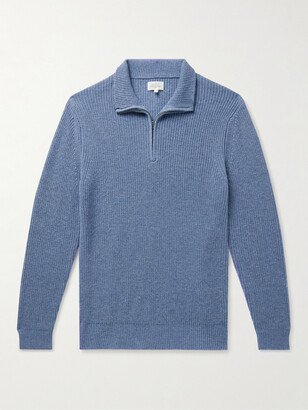 Slim-Fit Ribbed Wool and Cashmere-Blend Half-Zip Sweater