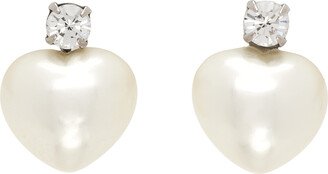 Silver Pearl Heart Earrings