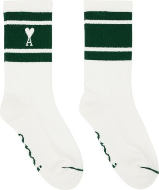 White & Green Ami de Cœur Striped Socks