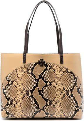 Leopard-Pattern Frame Leather Tote Bag