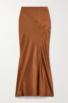 Sorelle Paneled Silk-blend Satin Midi Skirt - Orange