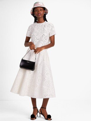 Floral Embroidered Cutwork Midi Skirt