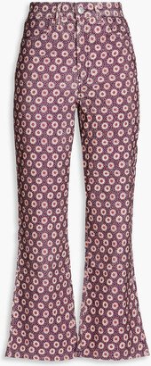 70s Floral-Print Cotton-Corduroy Kick-Flare Pants