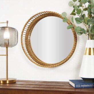 The Novogratz Light Brown Bamboo Handmade Woven Wall Mirror