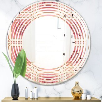 Designart 'Geometric Retro Design II' Printed Modern Round or Oval Wall Mirror - Wave